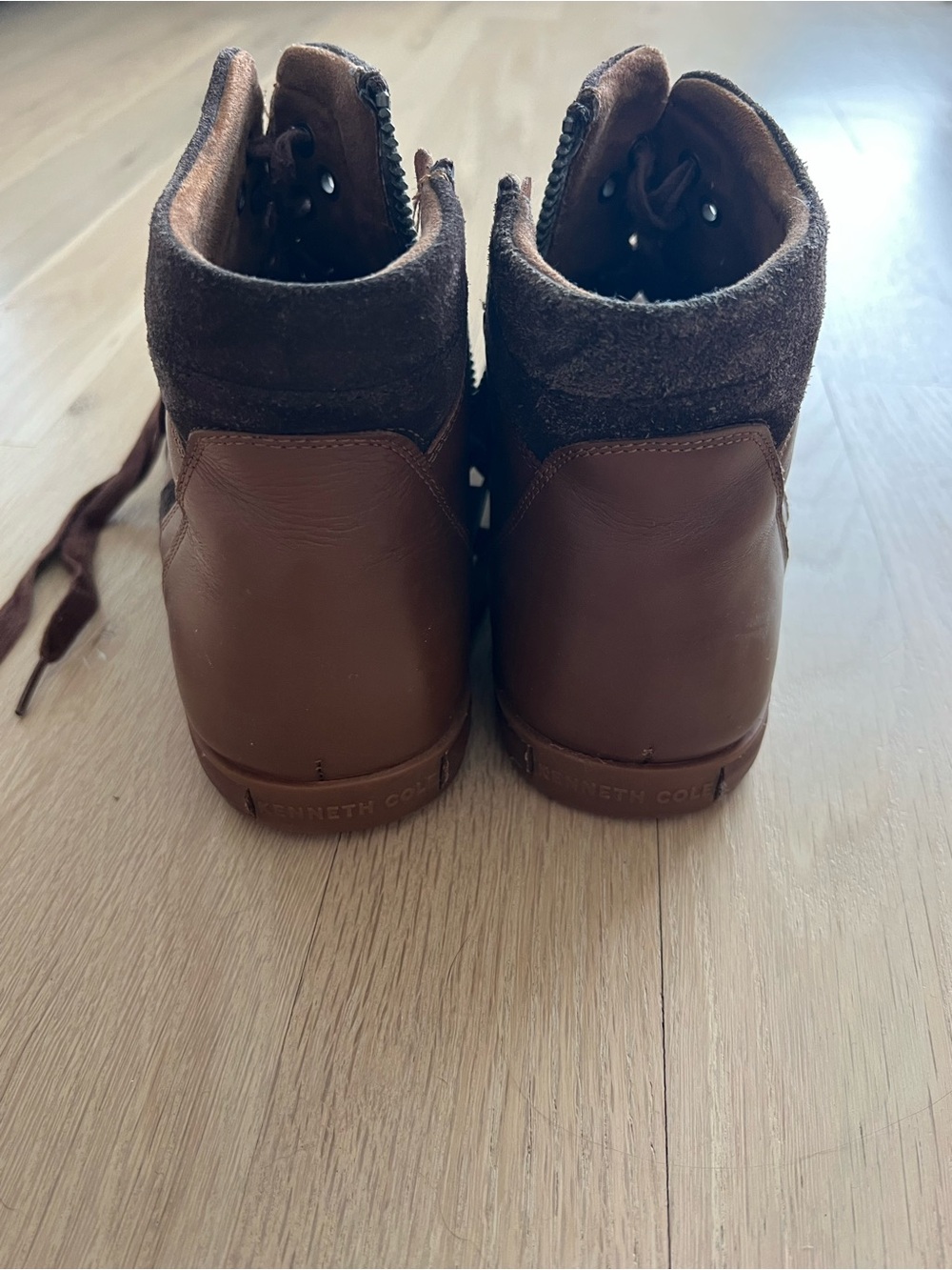 Cole Haan Men’s Brown High-Top Leather Sneakers - Picture 3 of 5